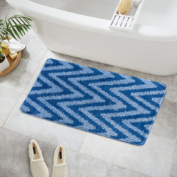 Velosso Chevron Stripe Blue Bath Mat Set - Wilko - thumbnail 7