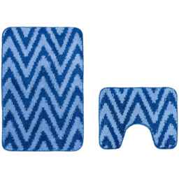 Velosso Chevron Stripe Blue Bath Mat Set - Wilko - thumbnail 4