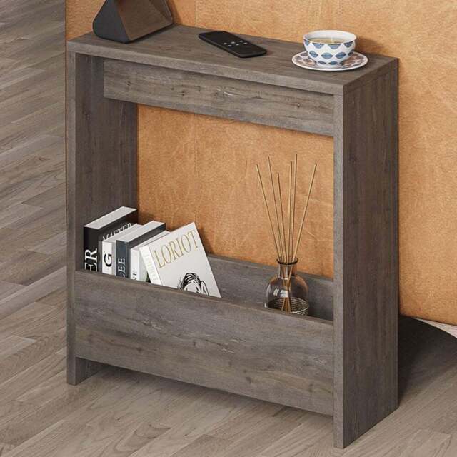 Decortie Simpi Single Shelf Dark Coffee Modern Side End Table - Size: 60 x 55 x 20cm - Brown - Wilko - image 1