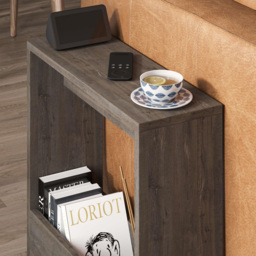 Decortie Simpi Single Shelf Dark Coffee Modern Side End Table - Size: 60 x 55 x 20cm - Brown - Wilko - thumbnail 4