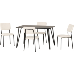 Seconique Marlow and Sheldon 4 Seater Dining Set Black Marble and Ivory Boucle Fabric - Black Marble/Ivory Boucle Fabric - Wilko - thumbnail 4