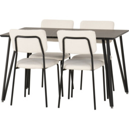 Seconique Marlow and Sheldon 4 Seater Dining Set Black Marble and Ivory Boucle Fabric - Black Marble/Ivory Boucle Fabric - Wilko - thumbnail 3