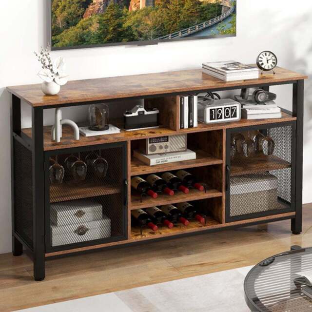 Costway Rustic Brown Buffet Sideboard with Wine Rack - Size: 140 x 40 x 84cm - Wilko - image 1