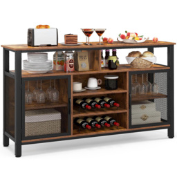 Costway Rustic Brown Buffet Sideboard with Wine Rack - Size: 140 x 40 x 84cm - Wilko - thumbnail 3