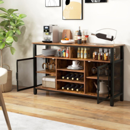 Costway Rustic Brown Buffet Sideboard with Wine Rack - Size: 140 x 40 x 84cm - Wilko - thumbnail 5