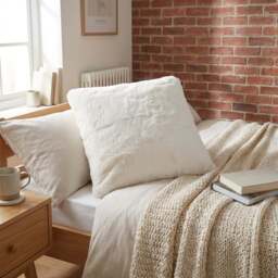 Divante White Rabbit Faux Fur Square Cushion 55cm - Size: 55 x 55cm - Wilko - thumbnail 6