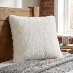 Divante White Rabbit Faux Fur Square Cushion 55cm - Size: 55 x 55cm - Wilko - thumbnail 4