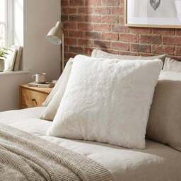 Divante White Rabbit Faux Fur Square Cushion 55cm - Size: 55 x 55cm - Wilko - thumbnail 3