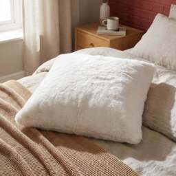 Divante White Rabbit Faux Fur Square Cushion 55cm - Size: 55 x 55cm - Wilko - thumbnail 5