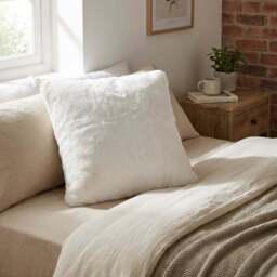 Divante White Rabbit Faux Fur Square Cushion 55cm - Size: 55 x 55cm - Wilko - thumbnail 7
