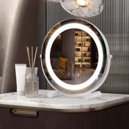 Costway White 3 Colour LED Light Up Round Mirror 30cm - Wilko - thumbnail 3