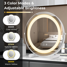 Costway White 3 Colour LED Light Up Round Mirror 30cm - Wilko - thumbnail 6