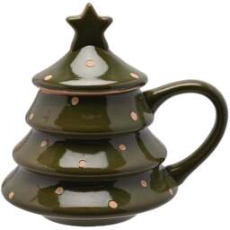 The Seasonal Gift Co. Christmas Tree Green Mug with Lid - Size: 15.5 x 15 x 13cm - Wilko - thumbnail 1