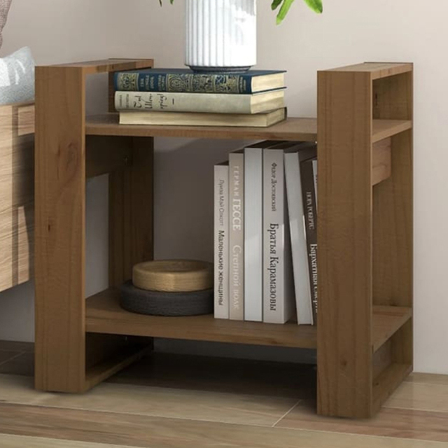 vidaXL 2 Shelf Honey Brown Solid Pine Wood Bookcase - Size: 57 x 60 x 35cm - Wilko - image 1