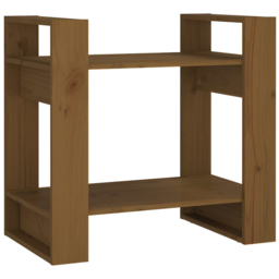 vidaXL 2 Shelf Honey Brown Solid Pine Wood Bookcase - Size: 57 x 60 x 35cm - Wilko - thumbnail 3