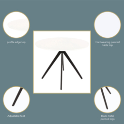 Core Products Aspen 4 Seater Round Dining Table White - Size: 100 x 100 x 75cm - Wilko - thumbnail 6