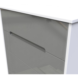 Crowndale Monaco 4 Drawer Grey Gloss and White Deep Chest of Drawers Ready Assembled - Grey Gloss & White - Wilko - thumbnail 6