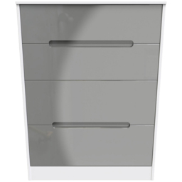 Crowndale Monaco 4 Drawer Grey Gloss and White Deep Chest of Drawers Ready Assembled - Grey Gloss & White - Wilko - thumbnail 3