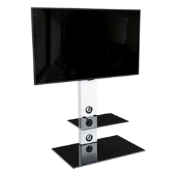 AVF Lesina Satin White and Black Glass Pedestal TV Unit - Size: 44.7 x 70 x 117.7cm - Multi - Wilko - thumbnail 4