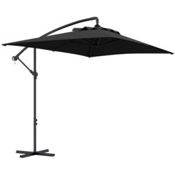 Outsunny Black Crank Handle Cantilever Banana Parasol with Cross Base 3 x 2m - Size: 3m - Wilko - thumbnail 1