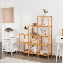 Costway 5 Tier Natural Bamboo Plant Stand - Size: 148 x 35 x 12cm - Cream - Wilko - thumbnail 3