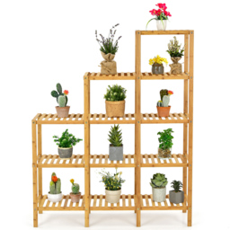 Costway 5 Tier Natural Bamboo Plant Stand - Size: 148 x 35 x 12cm - Cream - Wilko - thumbnail 4