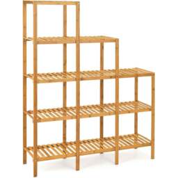 Costway 5 Tier Natural Bamboo Plant Stand - Size: 148 x 35 x 12cm - Cream - Wilko - thumbnail 1