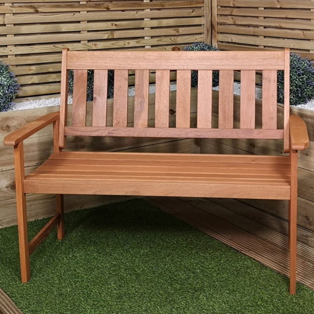 Samuel Alexander Cartmel 2 Seater Wooden Garden Patio Bench - Brown - Wilko - image 1