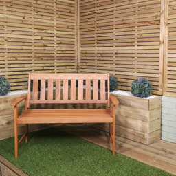 Samuel Alexander Cartmel 2 Seater Wooden Garden Patio Bench - Brown - Wilko - thumbnail 3