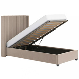 Flair Tiggy Single Beige Velvet Ottoman Bed - Cream - Wilko - thumbnail 4