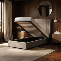 Flair Tiggy Single Beige Velvet Ottoman Bed - Cream - Wilko - thumbnail 6
