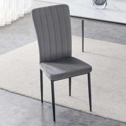 Elle Set of 2 Dark Grey Velvet Effect Plush Padded Upholstered Dining Chair - MCC - Wilko