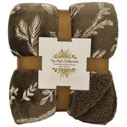 Woodland Acorns Sherpa Throw Brown - The Fall Collection - Wilko - thumbnail 1