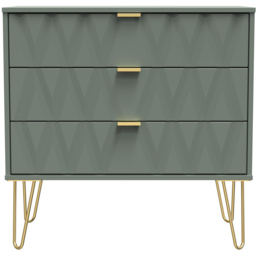 Crowndale Diamond 3 Drawer Reed Green Chest of Drawers - Wilko - thumbnail 4