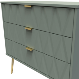 Crowndale Diamond 3 Drawer Reed Green Chest of Drawers - Wilko - thumbnail 6