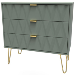 Crowndale Diamond 3 Drawer Reed Green Chest of Drawers - Wilko - thumbnail 3
