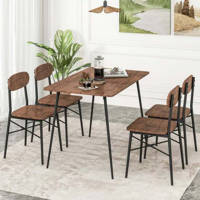 Costway 4 Seater Dining Set Rustic Brown - Wilko