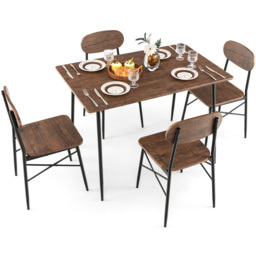 Costway 4 Seater Dining Set Rustic Brown - Wilko - thumbnail 3