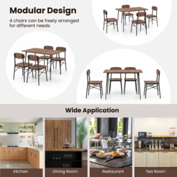 Costway 4 Seater Dining Set Rustic Brown - Wilko - thumbnail 5