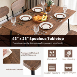 Costway 4 Seater Dining Set Rustic Brown - Wilko - thumbnail 7