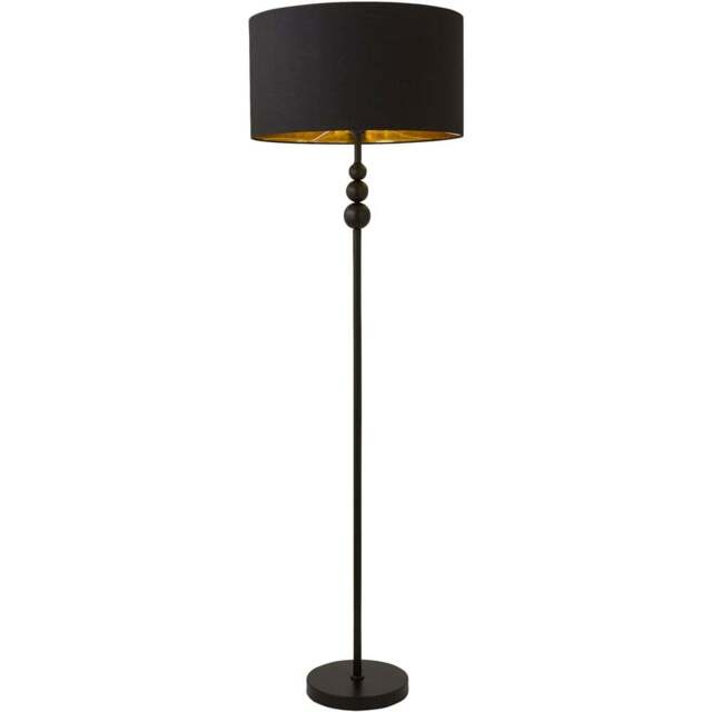 ValueLights Marissa Black and Gold Shade Black Ball LED Floor Lamp - Size: 145 x 45 x 45cm - Wilko - image 1