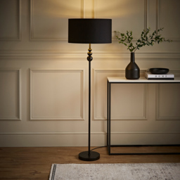 ValueLights Marissa Black and Gold Shade Black Ball LED Floor Lamp - Size: 145 x 45 x 45cm - Wilko - thumbnail 3
