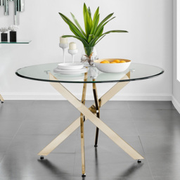 Furniturebox Arona Solara 6 Seater Round Dining Set Black and Gold - Wilko - thumbnail 3