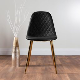 Furniturebox Arona Solara 6 Seater Round Dining Set Black and Gold - Wilko - thumbnail 4