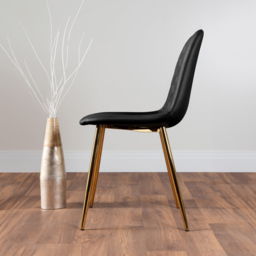 Furniturebox Arona Solara 6 Seater Round Dining Set Black and Gold - Wilko - thumbnail 5