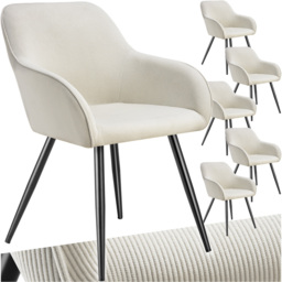 tectake Marilyn Set of 6 Cream and Black Corduroy Padded Dining Chair - Wilko - thumbnail 3