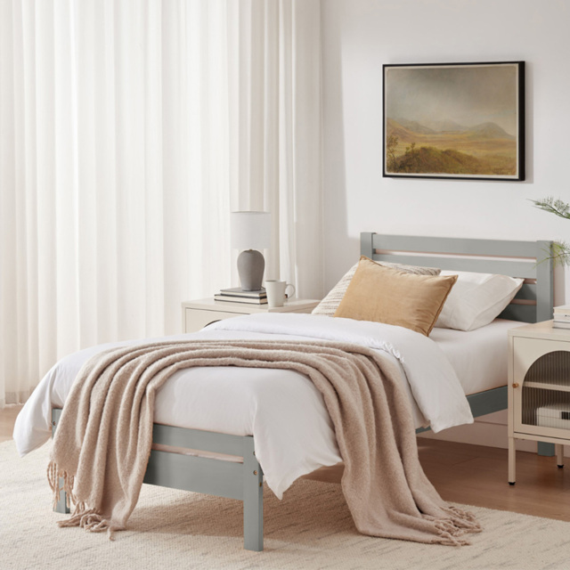 Furniturebox Cadhla Single Light Grey Solid Pine Bed Frame - Wilko - image 1