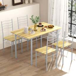 Costway 4 Seater Counter Height Dining Set Wood - Brown - Wilko