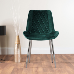 Furniturebox Arona Cesano 6 Seater Round Dining Set Green and Chrome - Grey - Wilko - thumbnail 3