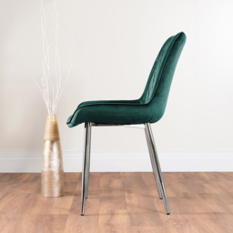 Furniturebox Arona Cesano 6 Seater Round Dining Set Green and Chrome - Grey - Wilko - thumbnail 4